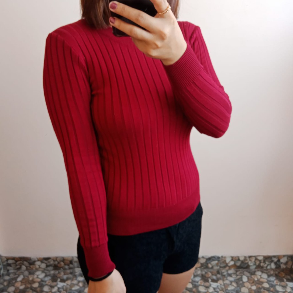 LV TOP KNIT LONGSLEEVE BKK RAJUT REAL PICT / Atasan Outwear Pakaian Wanita