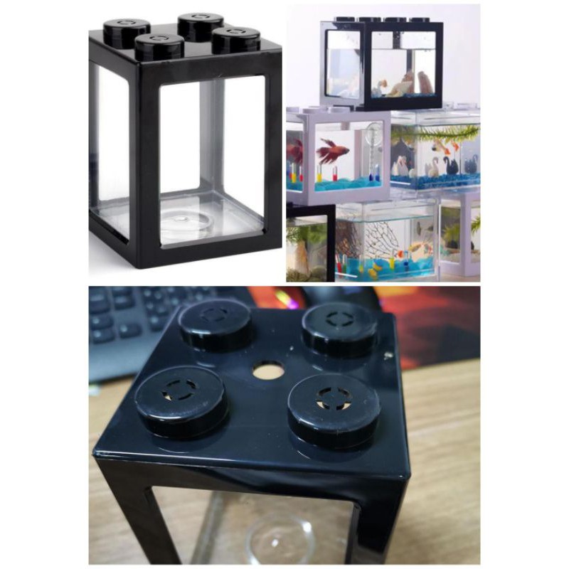 Grab Medan Aquarium Cupang Susun Mini Lego Block 4 Side Windows 8x8x11cm TOP3 TOPINCN