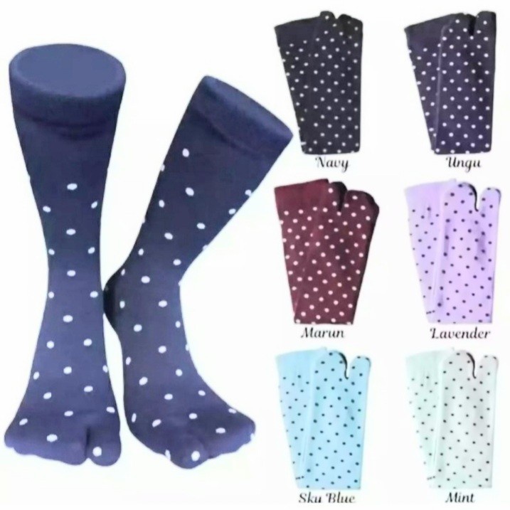 KAOS KAKI JEMPOL POLKADOT /KAOS KAKI JEMPOL MOTIF POLKADOT / KAOS KAKI MUSLIMAH PANJANG WARNA RANDOM SIZE,L