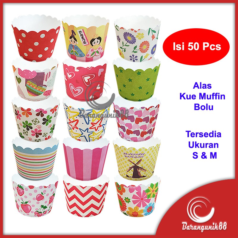 Kertas Alas Cup Cake Bolu Roti Kue (50 pcs) Ukuran S M