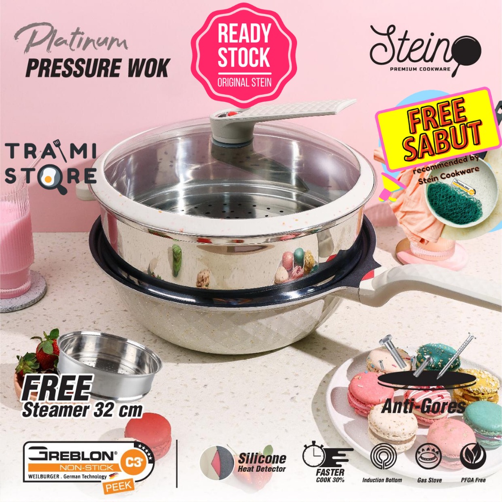 PASTI ORIGINAL - Stein Steincookware Wok Platinum 32cm Pressure Cooker Anti Baret-1
