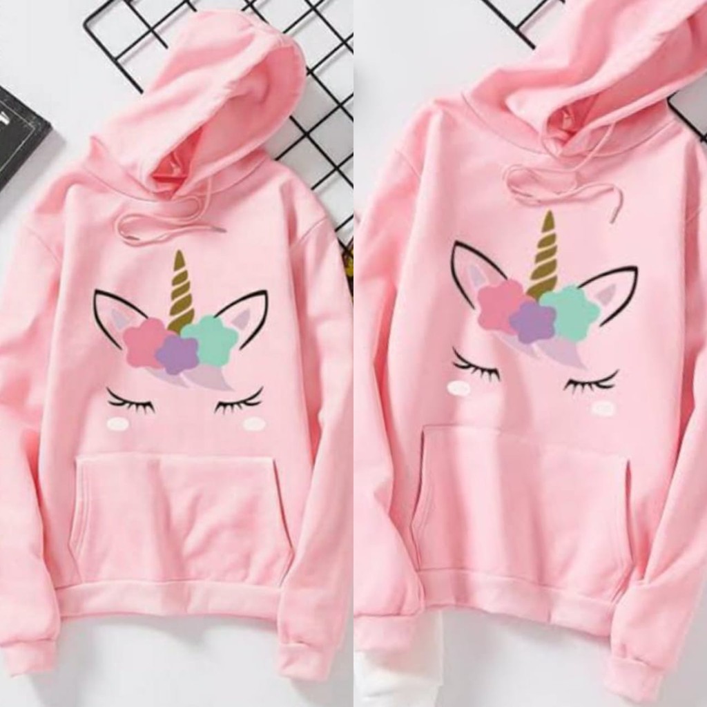 HOODIE UNICORN RAINBOW / HOODIE WANITA TEBAL