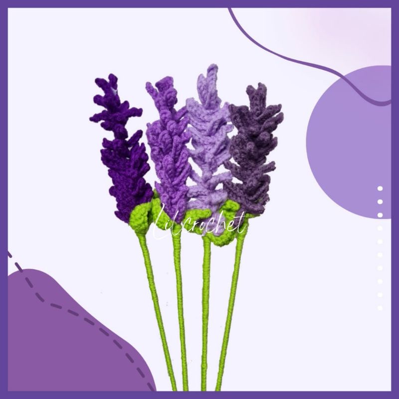Crochet Amigurumi Lavender rajut artificial untuk buket bouquet bunga atau hiasan