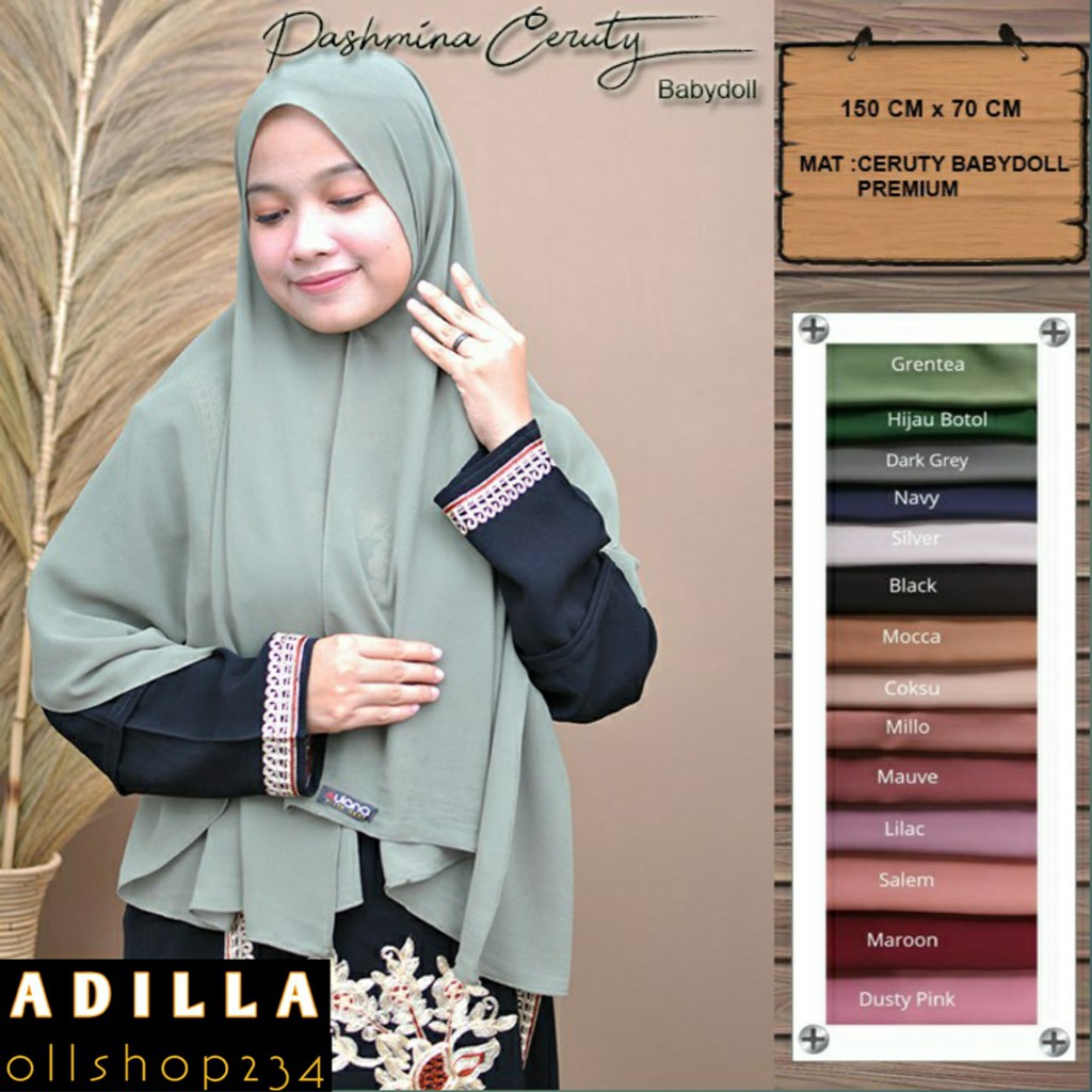 Jilbab Hijab Kerudung Pashmina Pasmina Ceruty Babydoll Baby Doll Premium Grosir Termurah