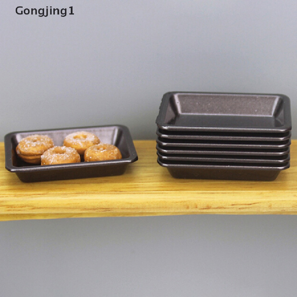 Gongjing1 1Pc Mainan Miniatur Nampan + Piring Oven Mini Bahan Metal Untuk Aksesoris Rumah Boneka 1: 12