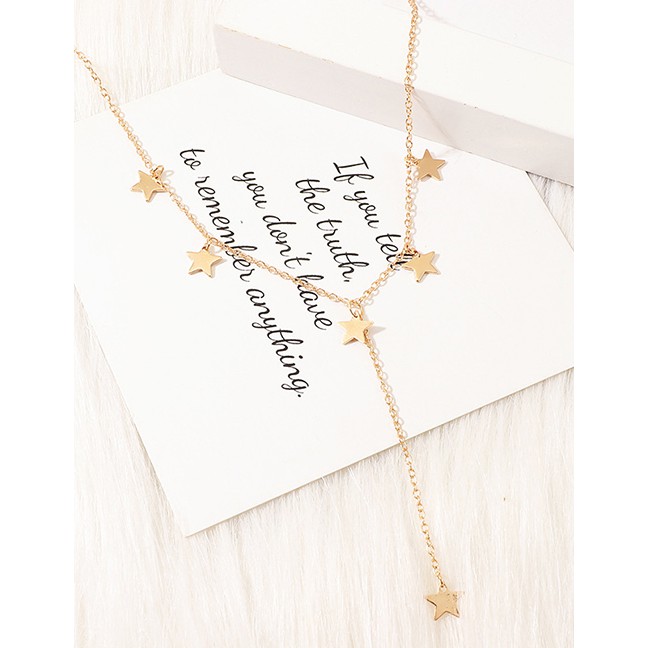 LRC Kalung Fashion White K Pentagram Necklace D46862