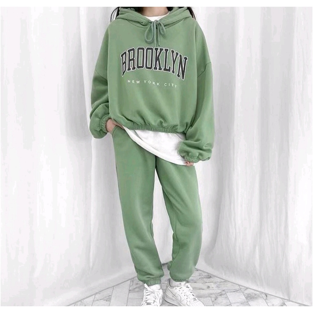 1 SET BROOKLYN SETELAN WANITA SPORTY SWEATER + CELANA BROKLYN