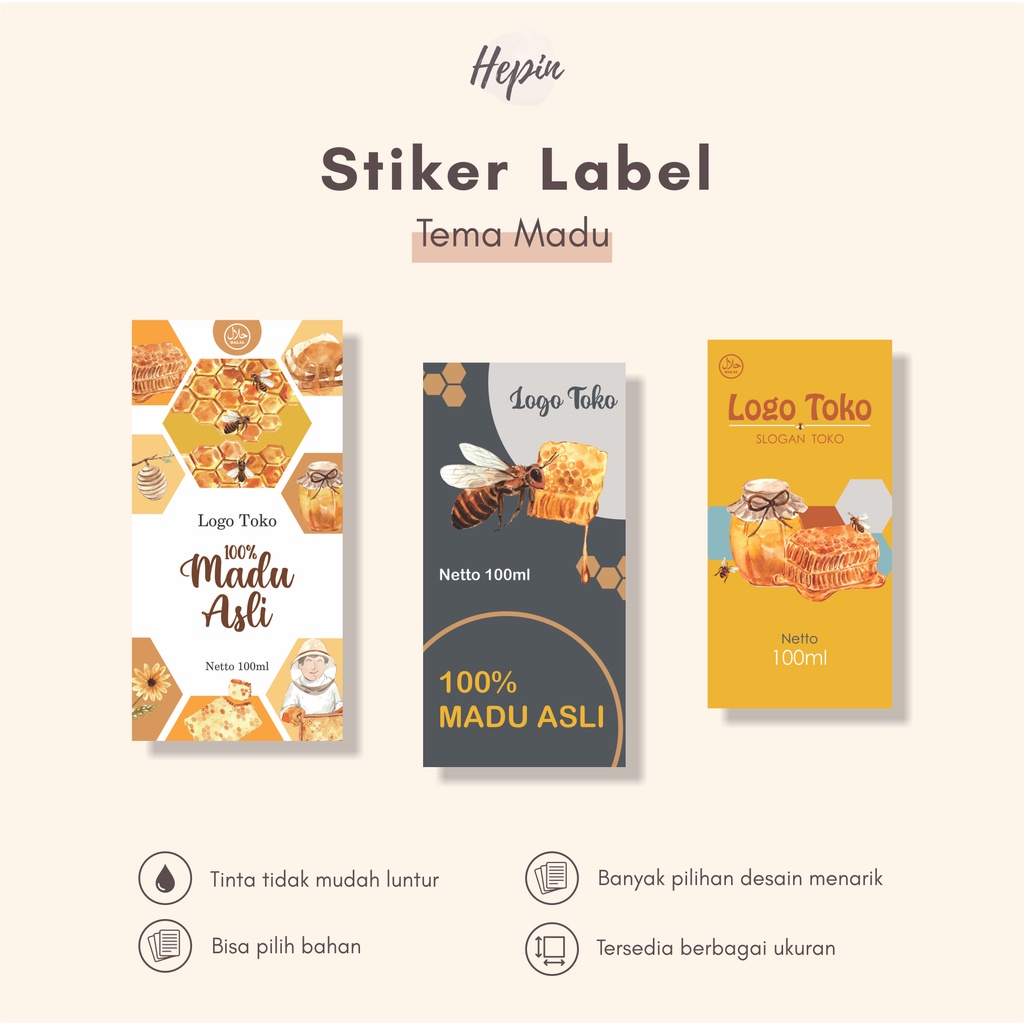 Jual Cetak Stiker Label Kemasan Madu Stiker Botol Packaging Madu Indonesiashopee Indonesia 5089