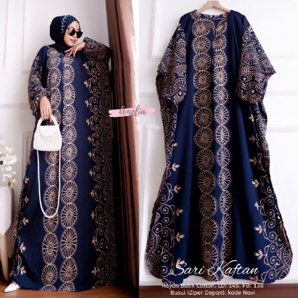 Kaftan Sari - Kaftan Wanita Jumbo Rayon Tie Dye Premium Gamis Dress Kekinian Bigsize LD 145 cm