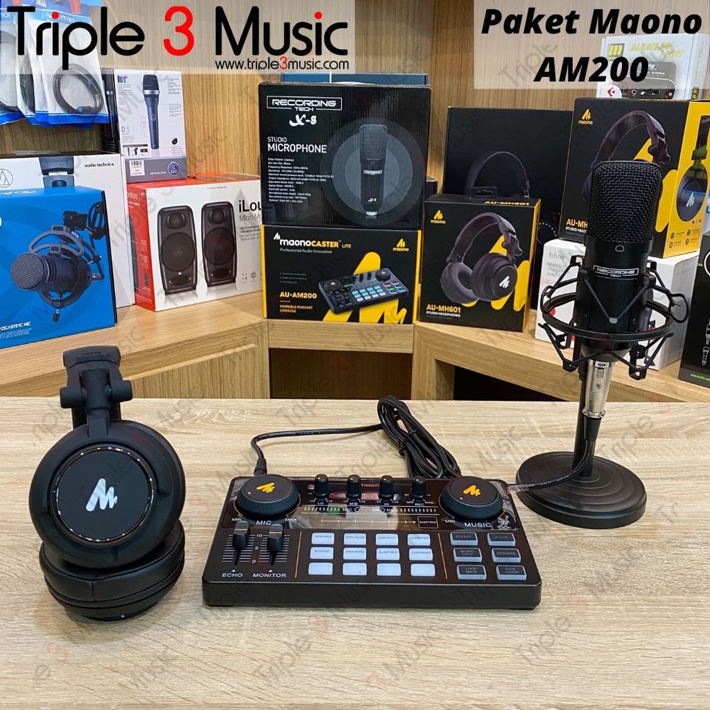 Maono AU AM200 with headphone Maonocaster paket Podcast 1 orang