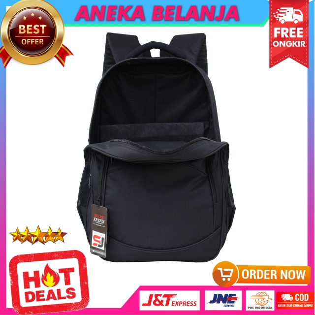 Ransel Backpack Pria Second Journey Hitam List Merah Free Raincover Berkualitas Cocok Untuk Sekolah