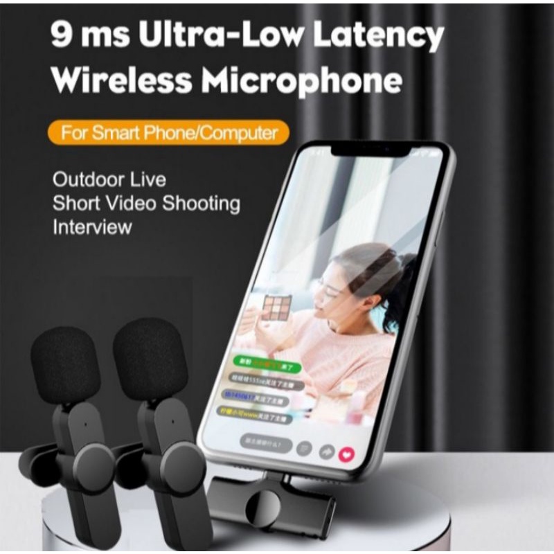 MIC PORTABEL CLIP ON MINI MICROPHONE WIRELESS TYPE IOS/LIGHTING UNTUK NGEVLOG/YOUTUBERS/TIKTOK