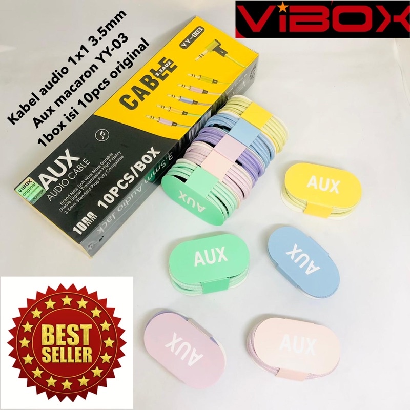 {10pcs/1box} YY003 KABEL AUDIO VIBOX YY-03 AUX MACARON 3.5MM ORIGINAL
