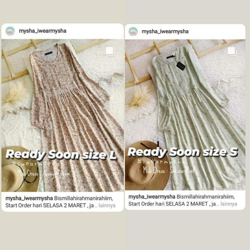 MIDI DRESS ANASYA CREAM - SAKURA MINT BY MYSHA IWEARMYSHA