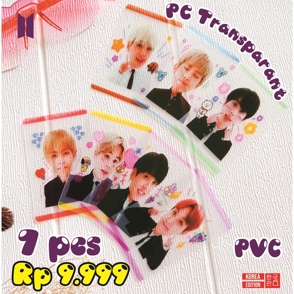 Photocard PVC Transparan BTS Jungkook Taehyung Jimin Suga Jin J-Hope RM