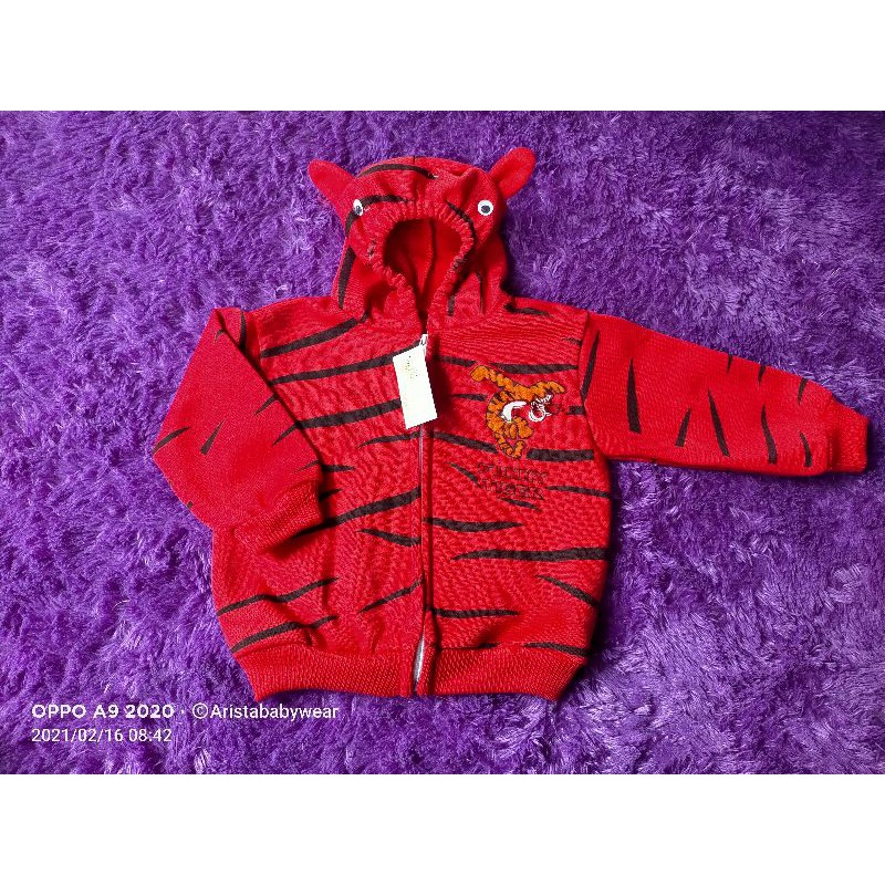 HBcollection - jaket bayi topi kerut motif baby tiger