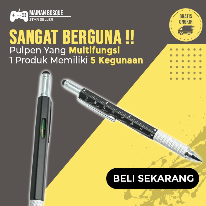 

Multifungsi Alat Unik Alat Tulis Murah Pena Multifungsi Metal Stylus Penggaris Level Obeng