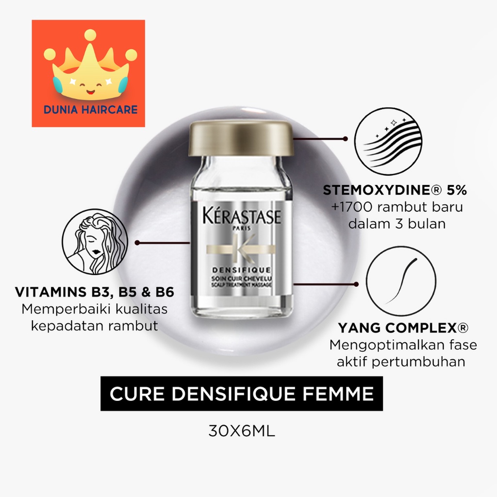 Serum Kerastase DENSIFIQUE CURE Femme / Homme BOX (30pcs*6ml) ORIGINAL! - Serum Penebal Rambut