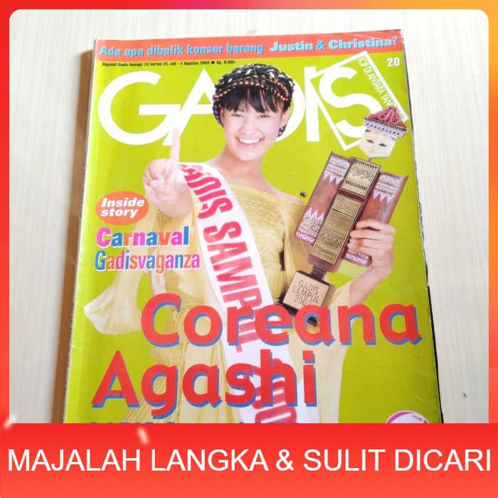 Majalah GADIS No.20 Jul 2003 COREANA AGASHI GADIS SAMPUL 2003 (RARE) Langka