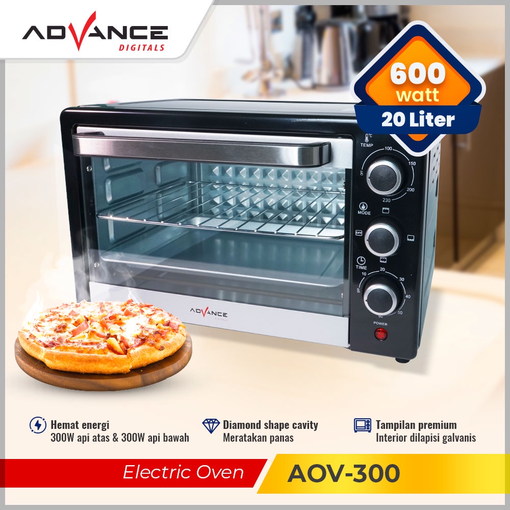 【Garansi 1 Tahun】Advance AOV-300 Electric Oven Oven listrik Multifungsi 20L