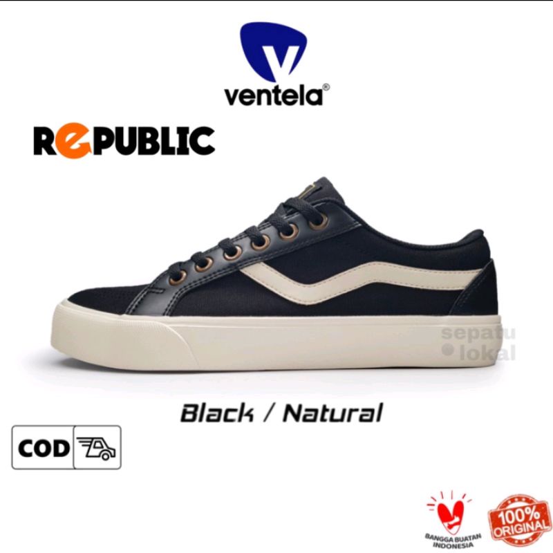 VENTELA REPUBLIC BLACK NATURAL | SEPATU VENTELA | SEPATU SEKOLAH