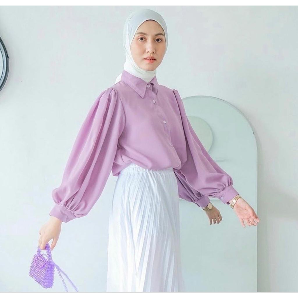 1KG MUAT 5PCS | AUDRY RUFI BASIC SHIRT RUFFLE PREMIUM PASTEL SOFT FULL KANCING FASHION WANITA MUSLIM