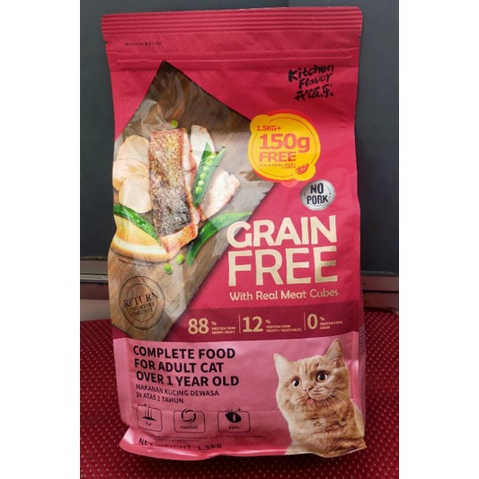 Kitchen Flavor Grain Free Adult 1,5Kg Freshpack - Makanan Kucing Dry Food