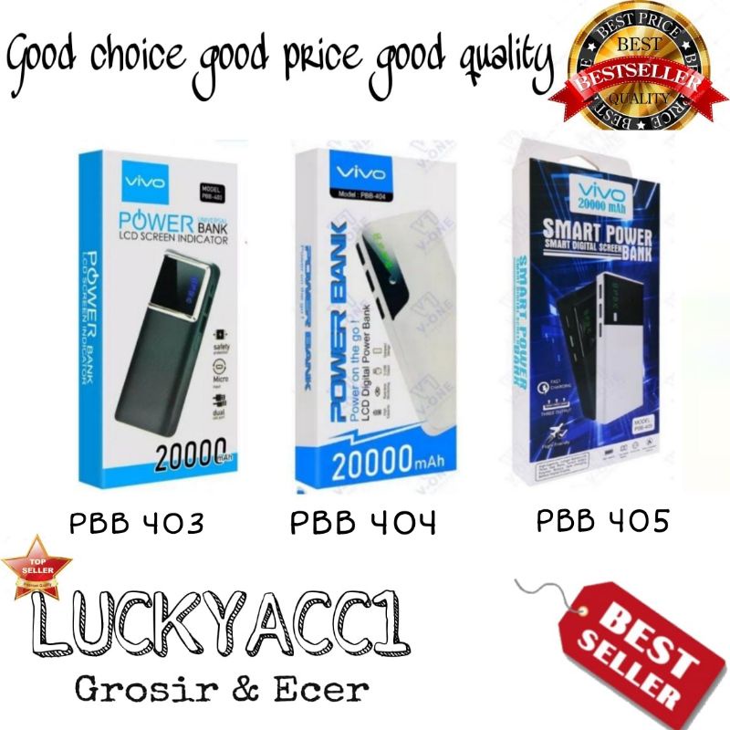 LC - PB POWERBANK VIVO PBB 404 KAPASITAS 20000MAH MURAH MERIAH POWER BANK PBB 404 BRANDED