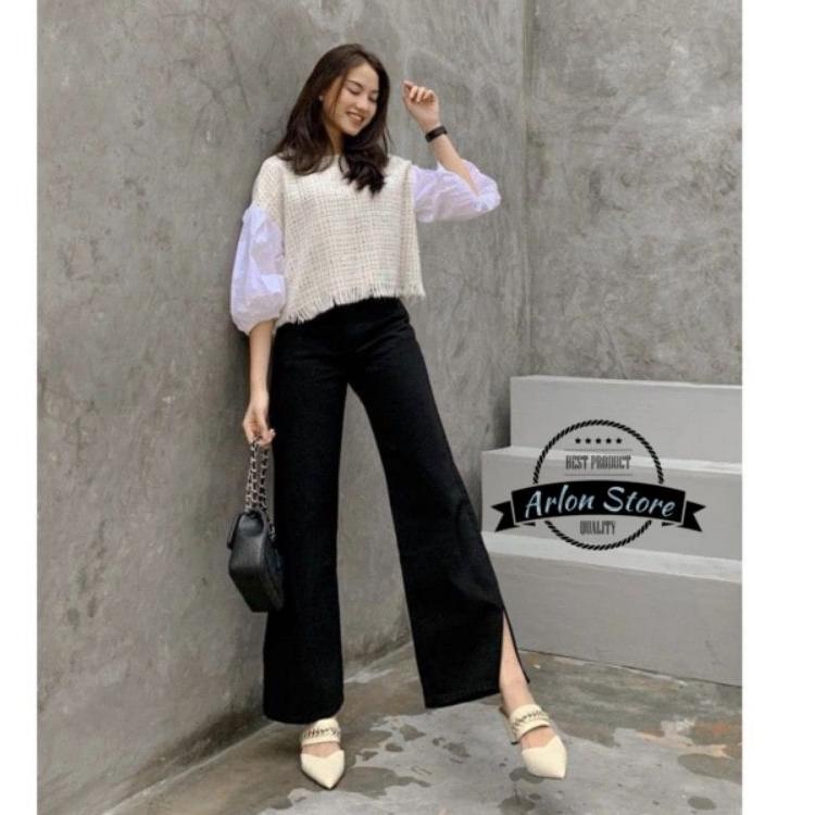 {BHD.14Jl22ᶠ} KULOT JEANS PREMIUM BELAH SAMPING // EONNI KULOT JEANS PREMIUM