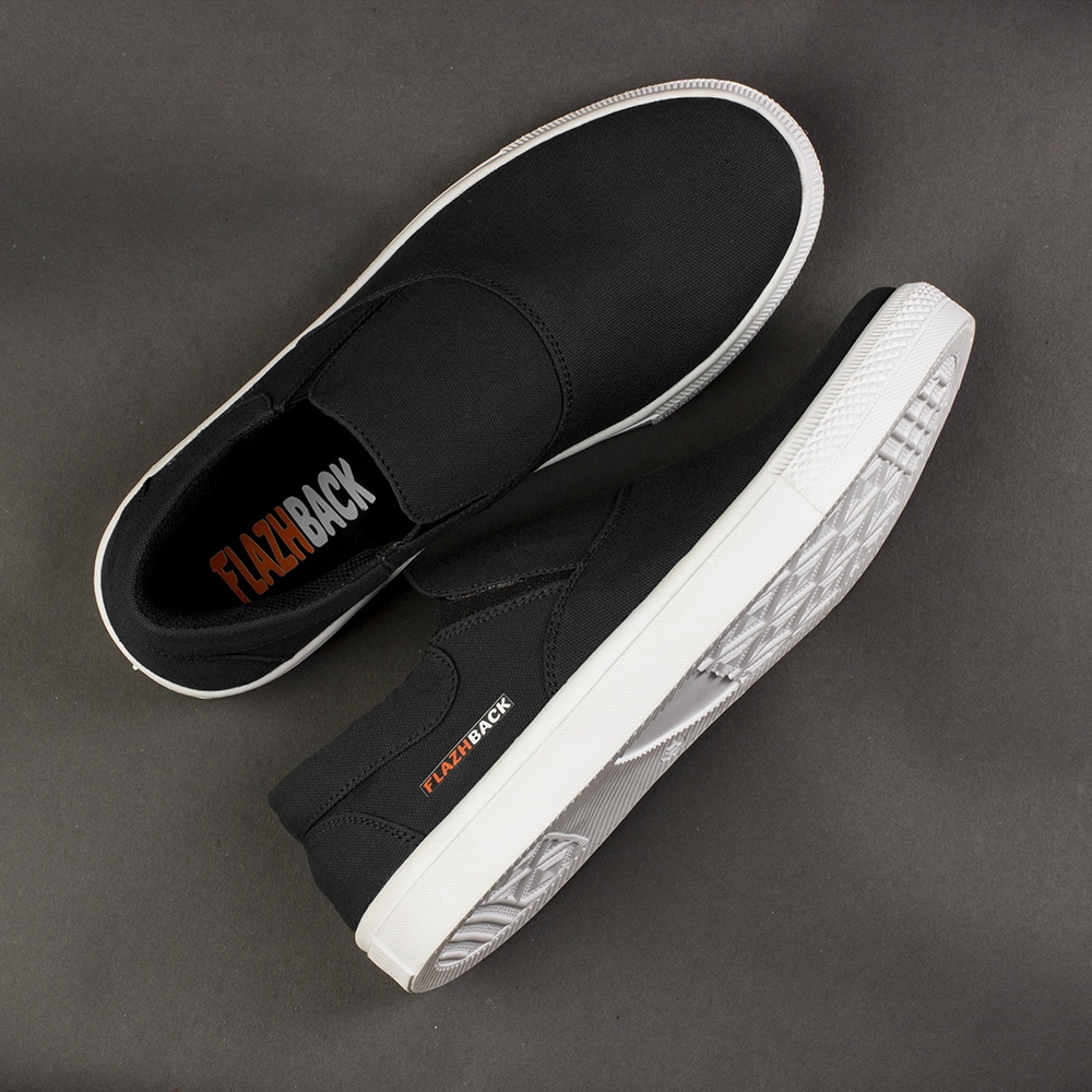 OWL BLACK |ManNeedMe x FLAZHBACK| Sepatu Sneakers Pria Casual Slip On Kanvas ORIGINAL