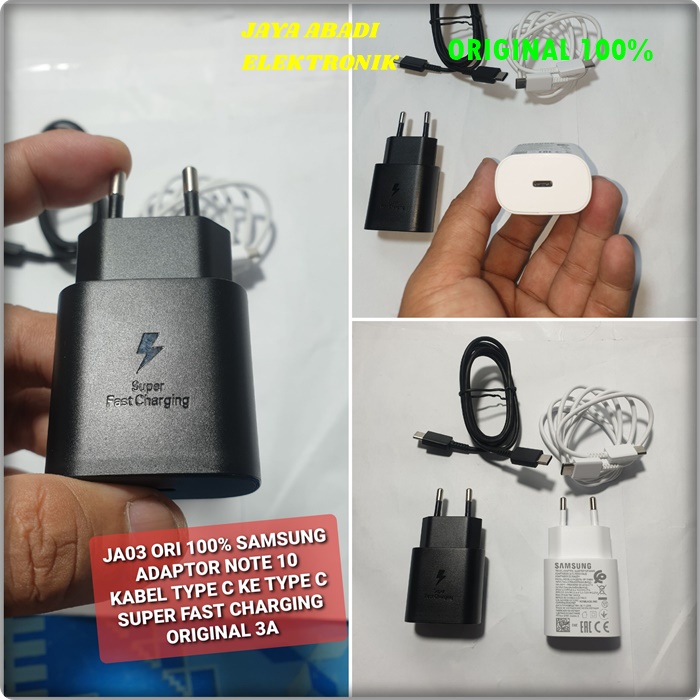 J03 SAMSUNG ORIGINAL 3A 25 WATT ADAPTOR CHARGER KABEL DATA USB TYPE C TIPE C FAST CHARGING FLASH CAS CASAN NOTE J03  samsung ori 100% 3A 25 watt w adaptor charger kabel data cable usb tipe c type super fast charging flash charger cas casan hp handphone an