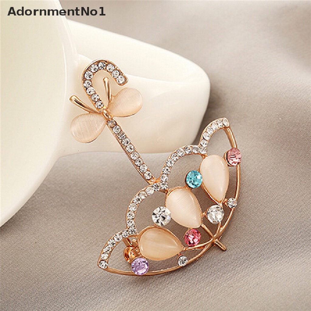 (AdornmentNo1) Bros Pin Bentuk Payung Aksen Opal + Berlian Imitasi Gaya Korea Untuk Wanita