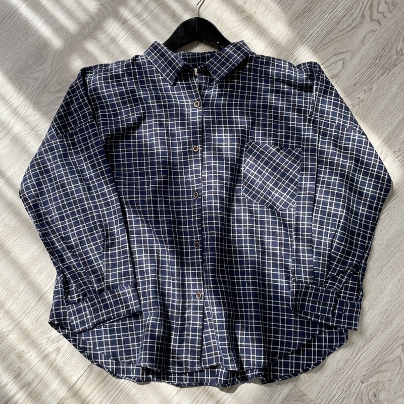 ANNA SHIRT / KEMEJA TARTAN WANITA-LITTLE NAVY