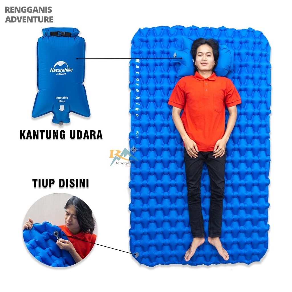 Matras Angin Double SLEEPING PAD NATUREHIKE NH19Z055-P FC 11 Kasur Angin Lipat Camping