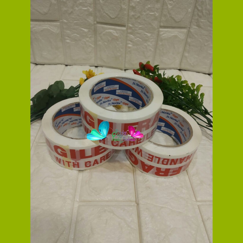 Lakban Fragile Handle With Care 48mm X 90 Yard / Lakban Fragile Putih