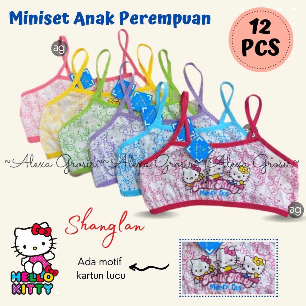 GROSIR 12 PCS Miniset Pakaian Dalam Bra /BH SD SMP Anak Perempuan Katun Full Colour Shang Lan /alexa