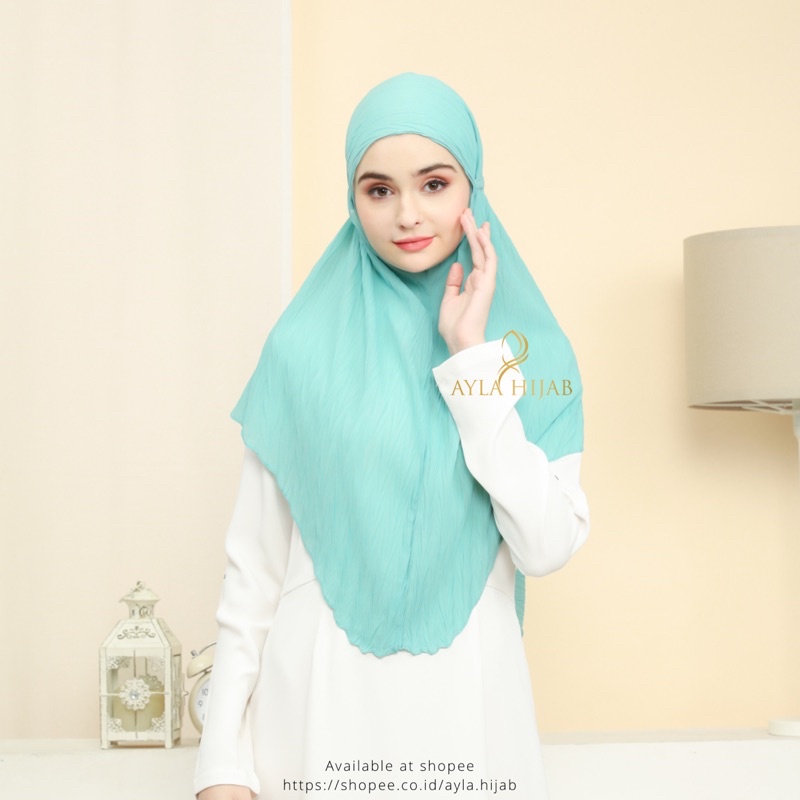 (Zafron) Bergo Maryam Ceruty Plisket Padi Jumbo / Bergo Maryam Plisket Zafron-2