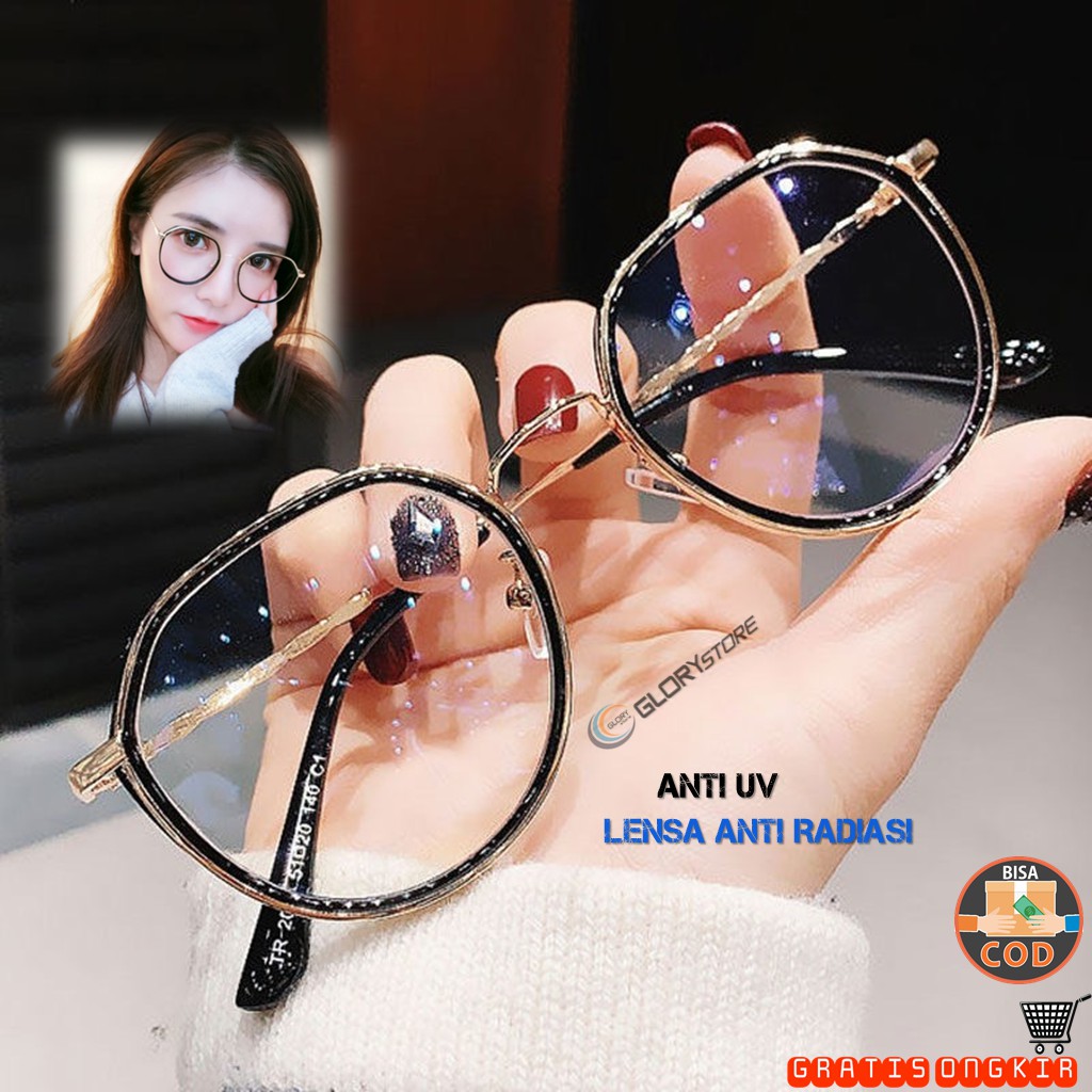 Kacamata Antiradiasi Wanita Pria Gaya Bulat Kacamata Korea Kekinian