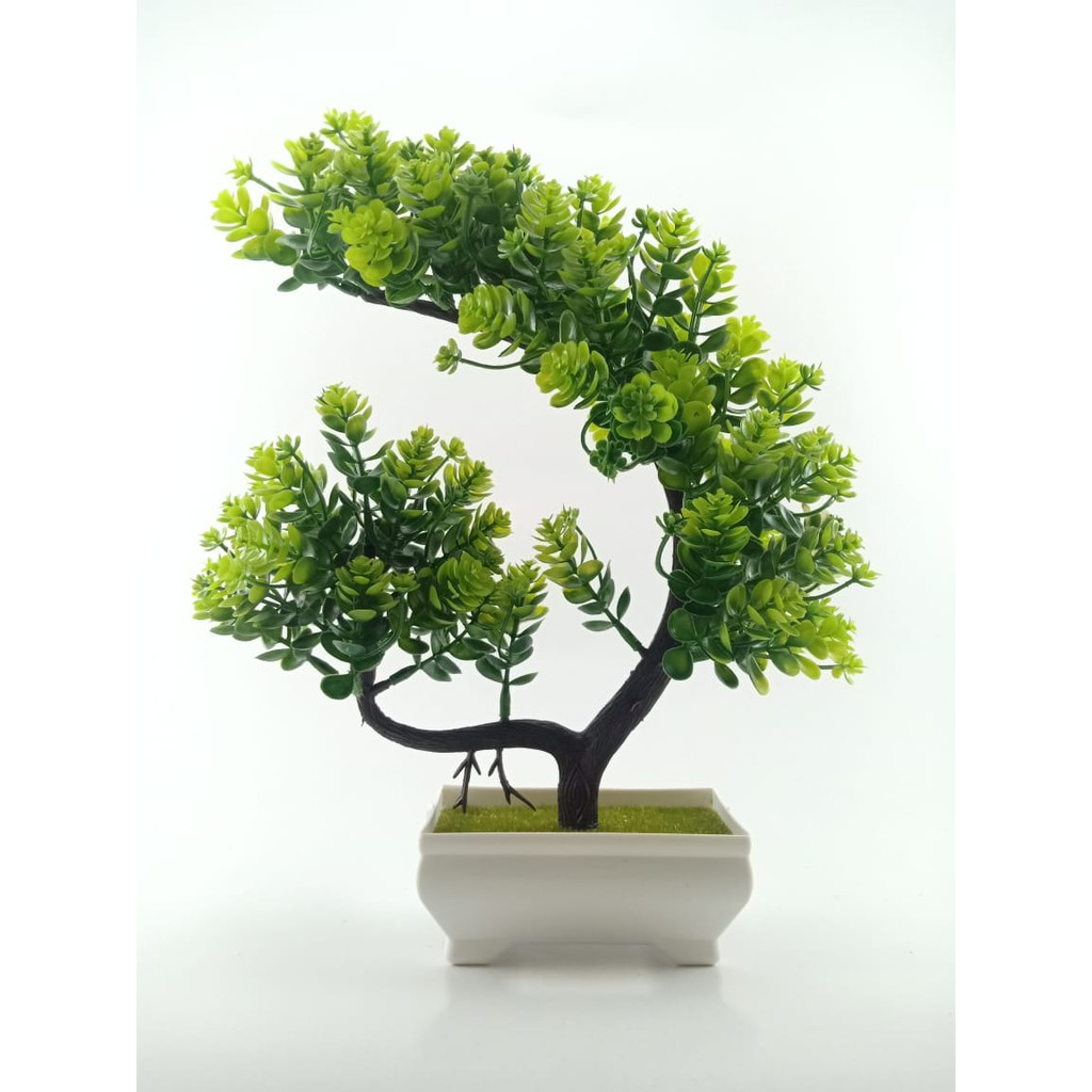 COD BUNGA PLASTIK BUNGA BONSAI  BUNGA ARTIFISIAL BUNGA HIASAN MEJA TANAMAN HIAS PLASTIK BP8827-HIJAU