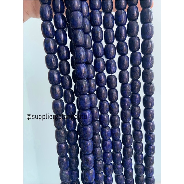 bahan renceng batu tabung 8mm lapiz lazuli biru tua akik afghanistan