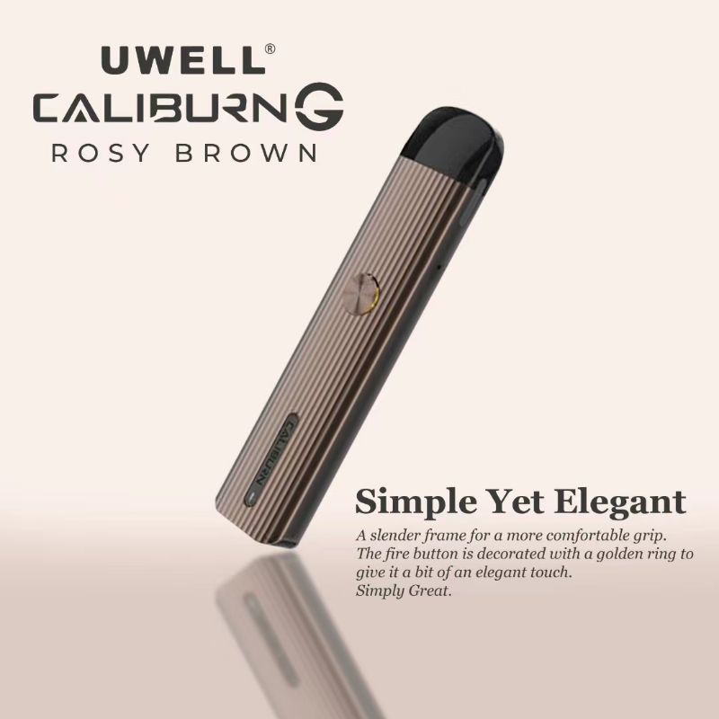 UWELL CALIBURN G POD KIT Uwell Caliburn G System Vape Kit Caliburn G Occ Coils 0.8ohm With Caliburn G Pod Cartridge 2ML-ROSY BROWN