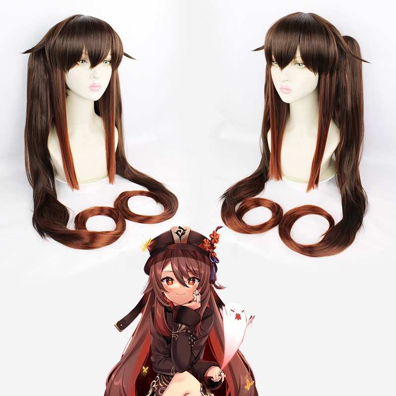 LOL-70 wig hu tao genshin impact rambut palsu cosplay twintail