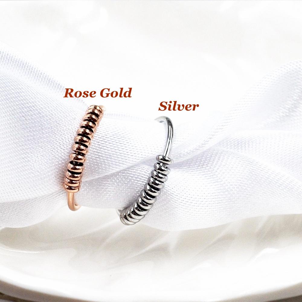 Cincin Band LILY Hadiah Gaya Baru Untuk Wanita Pria Warna Silver/Rose Gold Untuk Perawatan Kecemasan