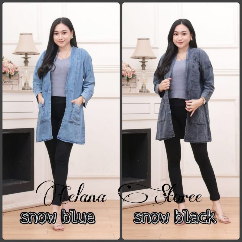CARDIGAN JEANS SNOW // OUTER JEANS WANITA // KARDIGAN OUTER JEANS WASHING SNOW