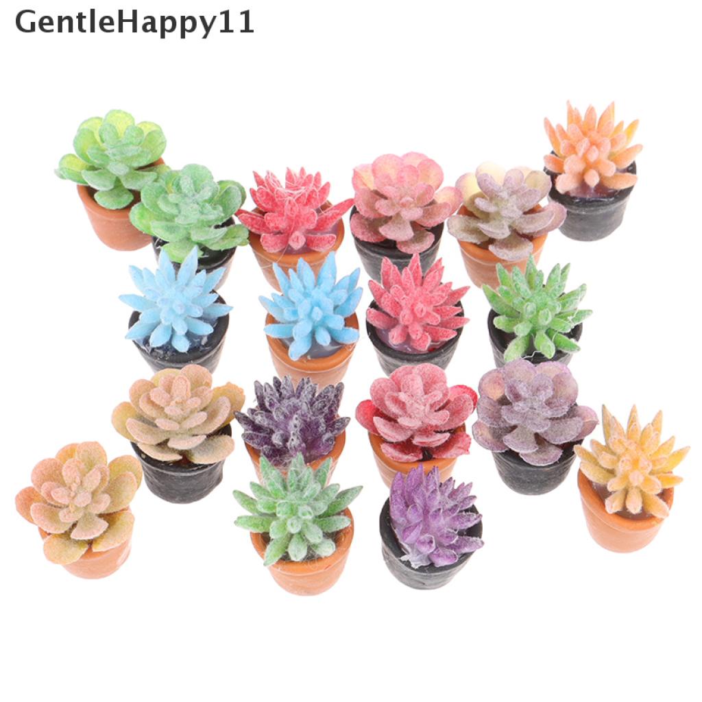 Gentlehappy 5pcs / Set Miniatur Pot Tanaman Sukulen Skala 1: 12 Untuk Aksesoris Rumah Boneka