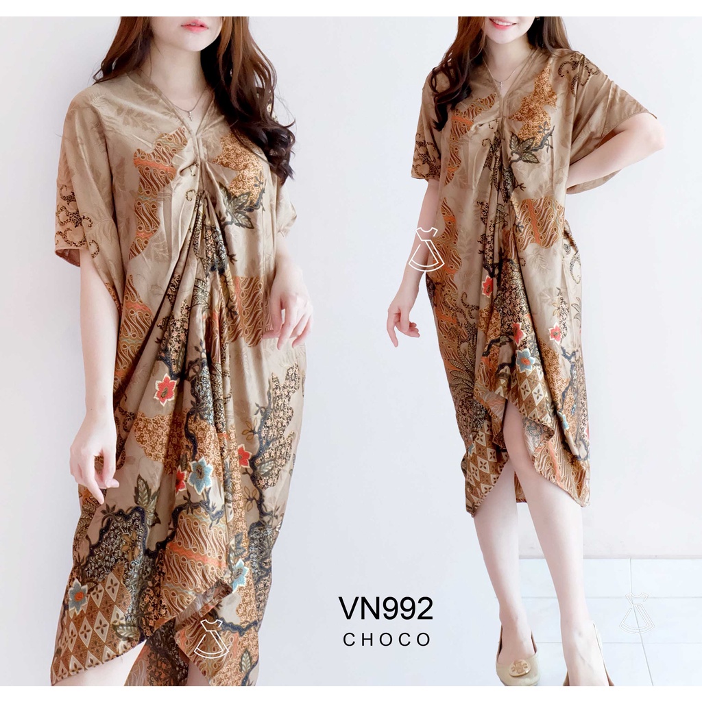 VN992 - DRESS BATIK KAFTAN BATIK KANTOR WANITA KAFTAN MURAH LEBARAN HARI RAYA