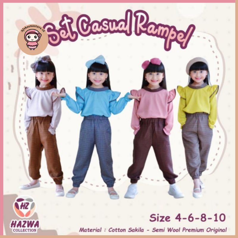 Afsheenastore Set Casual Rample Hazwa Setelan Anak Perempuan 4-10T