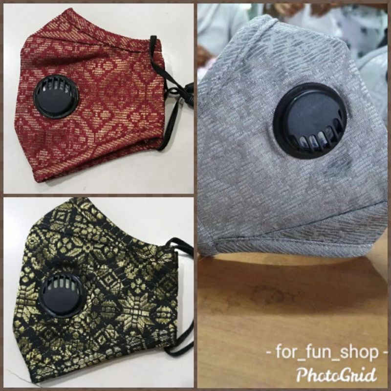 Masker Kain Batik Tenun 3ply with airvalve by Masker Studio