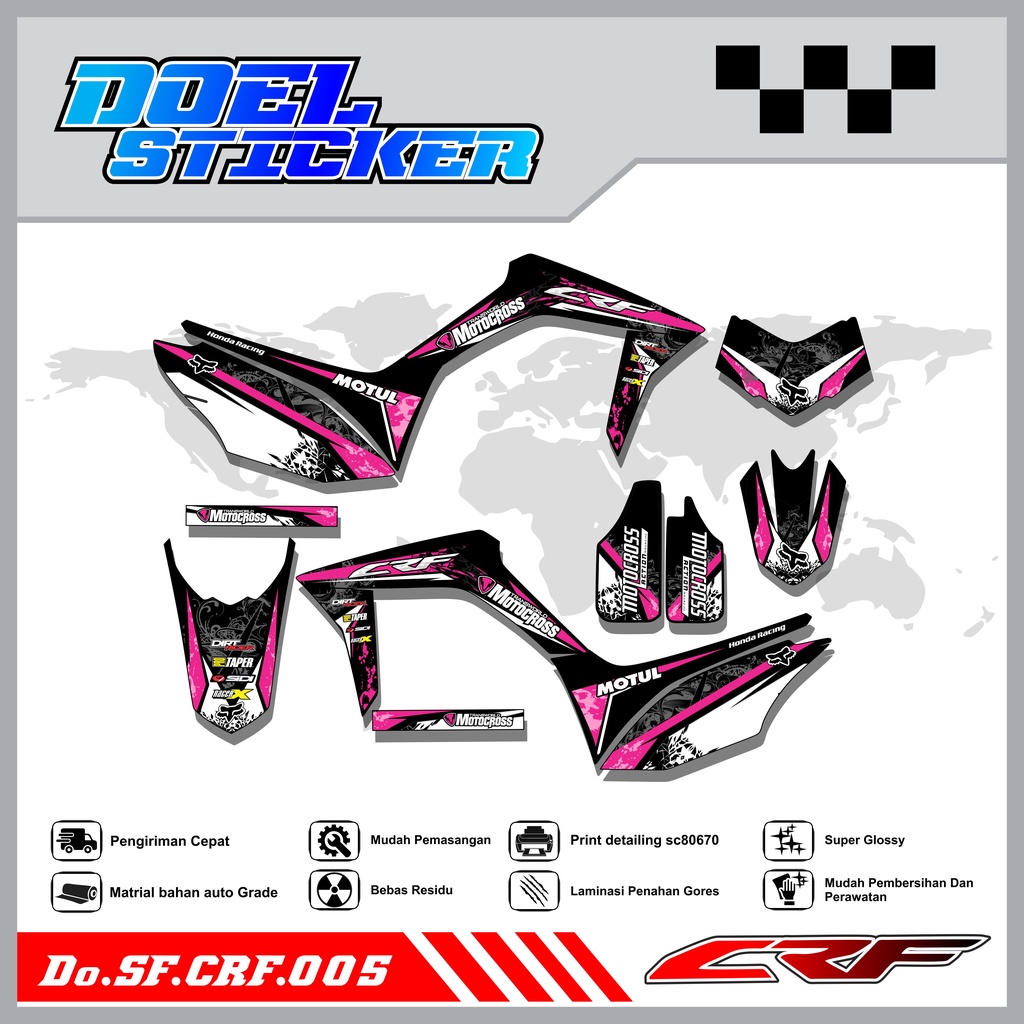 Sticker Striping Semifull CRF 150L List Variasi Hologram Pelangi,Crome Doel 005