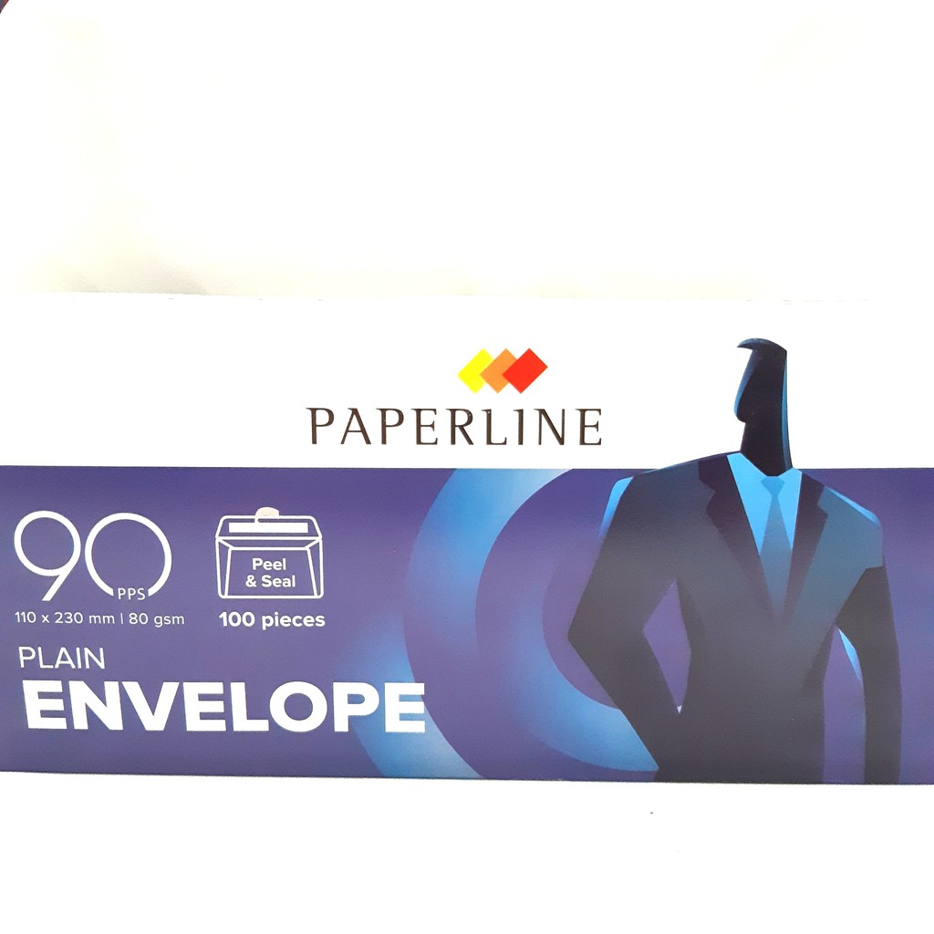 

Amplop Paperline 90pps Putih +Lem/Perekat 100lbr ukuran:110x230mm 80gr